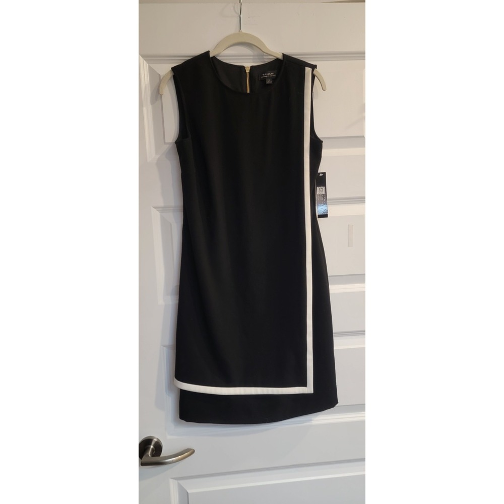 NWT Tahari Elegant Black Sheath Dress Classic Womens Sz 4